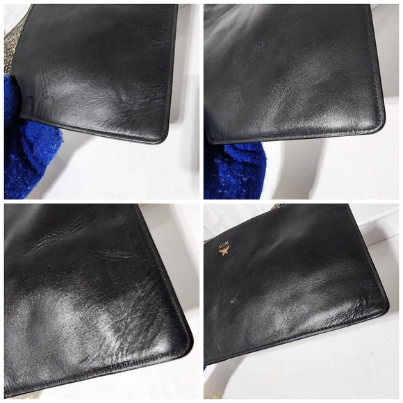 MCM Leather studded Wristlet/Clutch Black/Beige - Picture 15 of 16